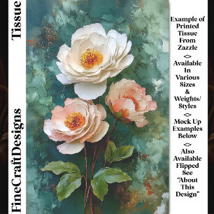 Papier Mousseline Fleurs de style Pivoine texturées Impasto DV4L Déc
