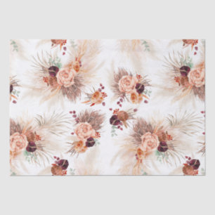Papier Mousseline Fleurs de terre cuite Herbe des pampas Bohème trop
