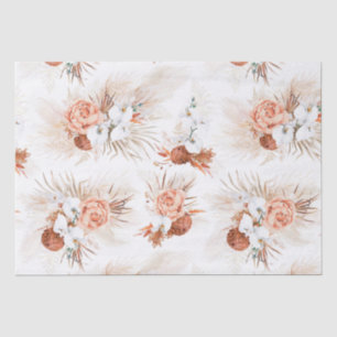 Papier Mousseline Fleurs de terre cuite Herbe des pampas Bohème trop