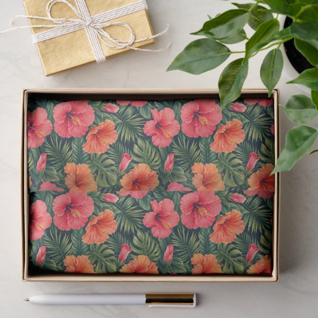 Papier Mousseline Fleurs de Tilleul Tropical Vibrant (Cadeau)