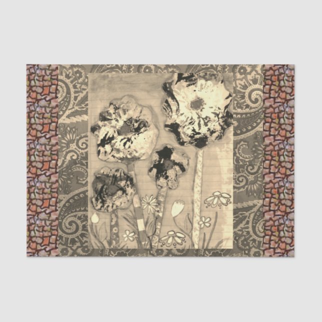 Papier Mousseline Fleurs de tissus 2 (Recto)