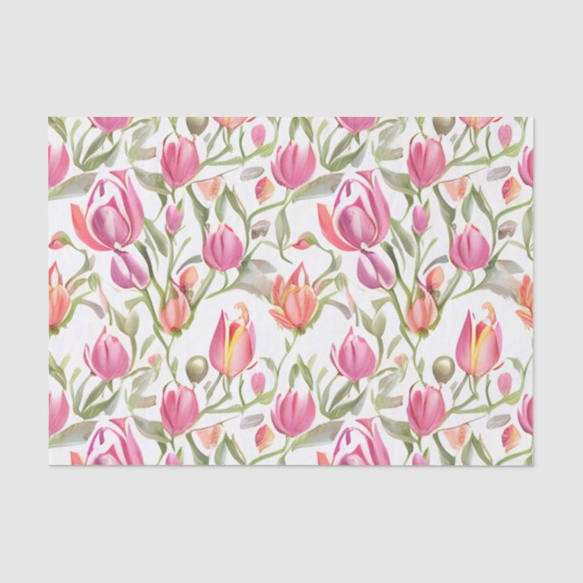 Papier Mousseline Fleurs de tulipe à motifs floraux (Recto)