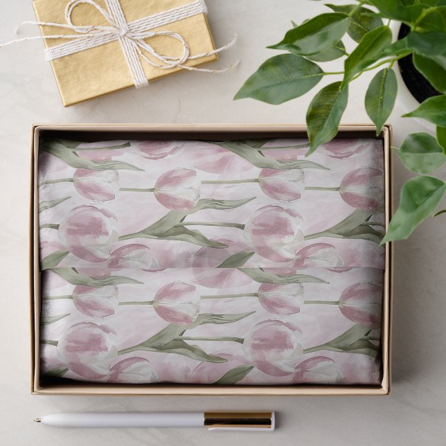 Papier Mousseline Fleurs de tulipe rose chic Anniversaire (Cadeau)