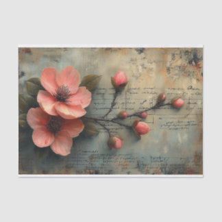 Papier Mousseline Fleurs délicates sur un arrière - plan en détresse
