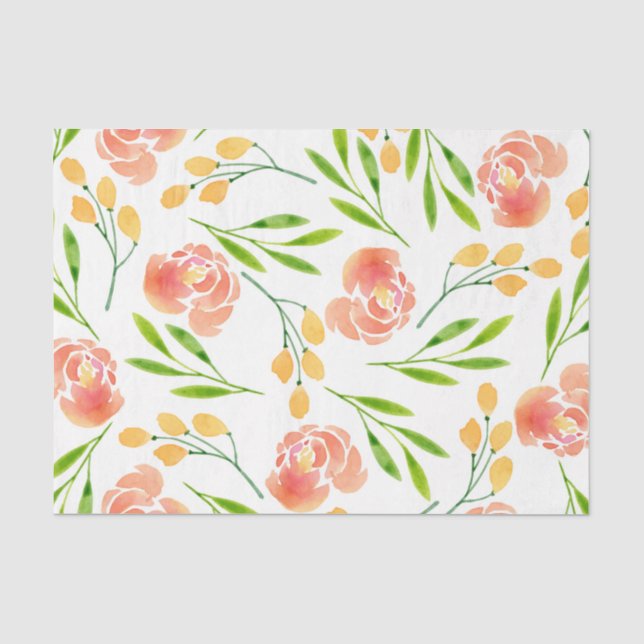 Papier Mousseline Fleurs (Design 45 série Jaune/Orange) (Recto)