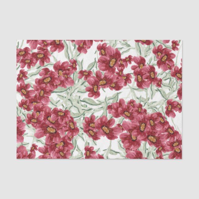 Papier Mousseline Fleurs  (Design 52 Série Rouge) (Recto)