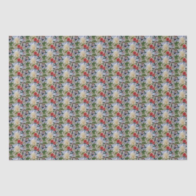 Papier Mousseline Fleurs d'hiver & Holly (Recto)