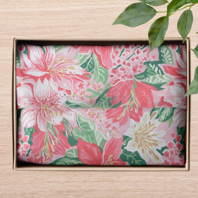 Papier Mousseline Fleurs d'hiver modernes et colorées Noël (Créateur téléchargé)