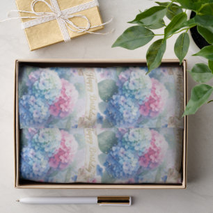 Papier Mousseline Fleurs d'hortensia bleu pour anniversaire
