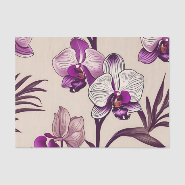 Papier Mousseline Fleurs d'orchidées violettes (Recto)