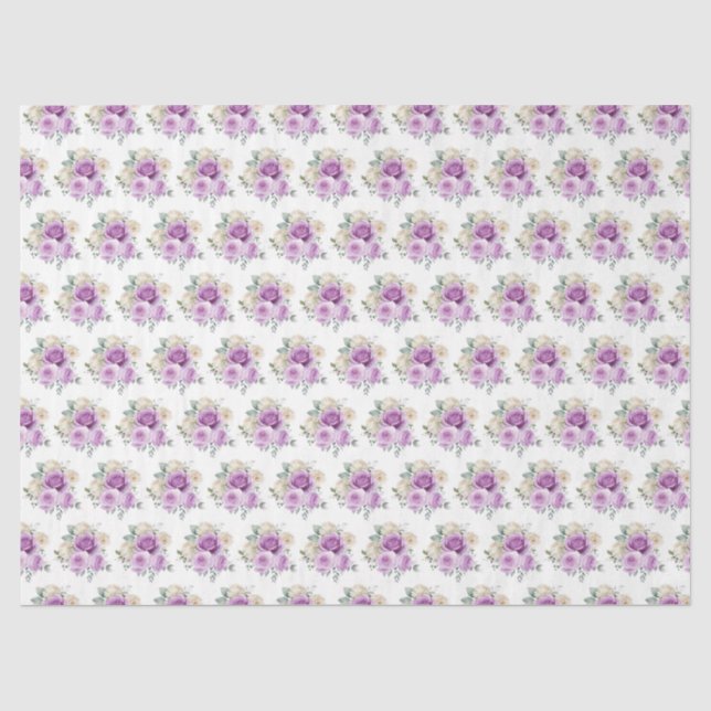 Papier Mousseline Fleurs élégantes violettes et argentées (Recto)