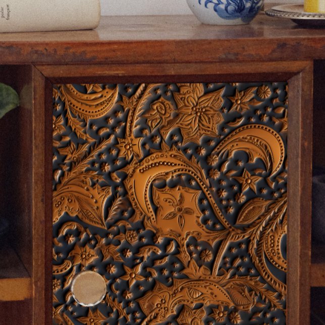 Papier Mousseline Fleurs en cuir à outils au découpage de minuit (Créateur téléchargé)