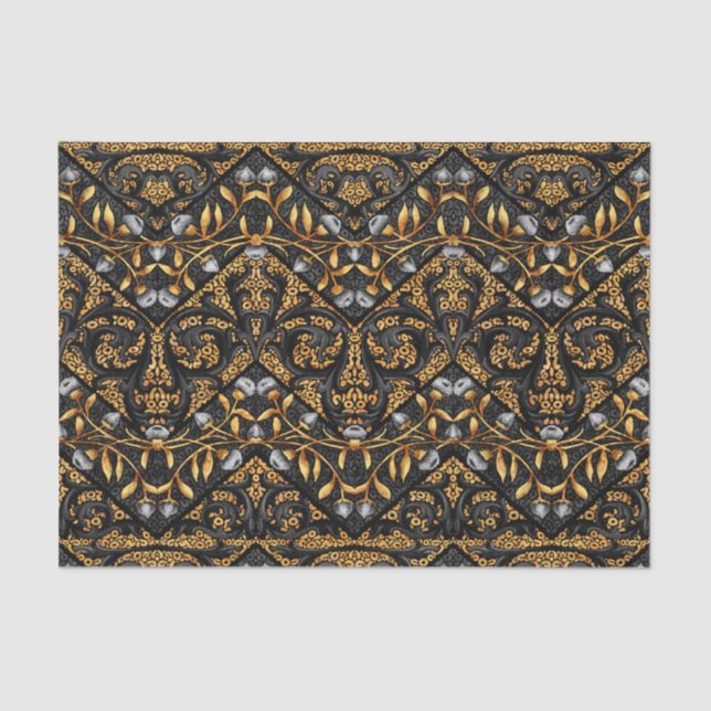 Papier Mousseline Fleurs en filigrane florales de zigzag de Chevron (Recto)