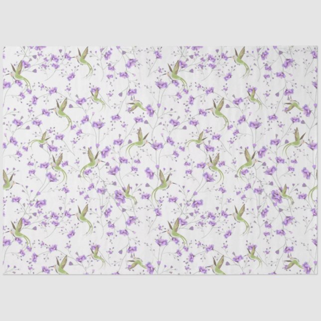 Papier Mousseline Fleurs et colibris (Recto)