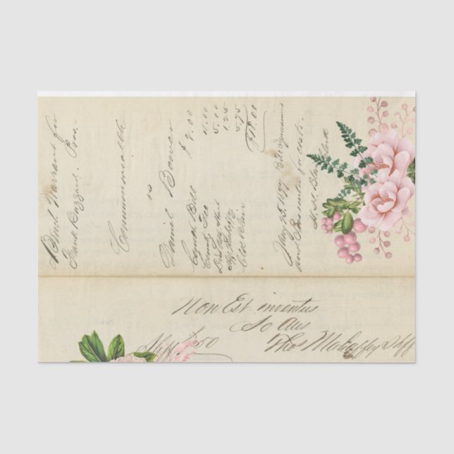 Papier Mousseline Fleurs et Ephemera Design Series #3 (Recto)