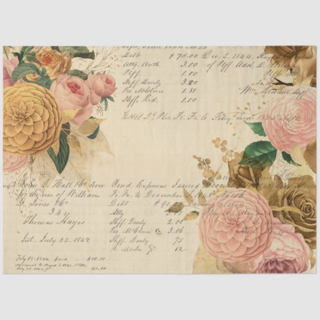 Papier Mousseline Fleurs et Ephemera Design Series #9 (Recto)