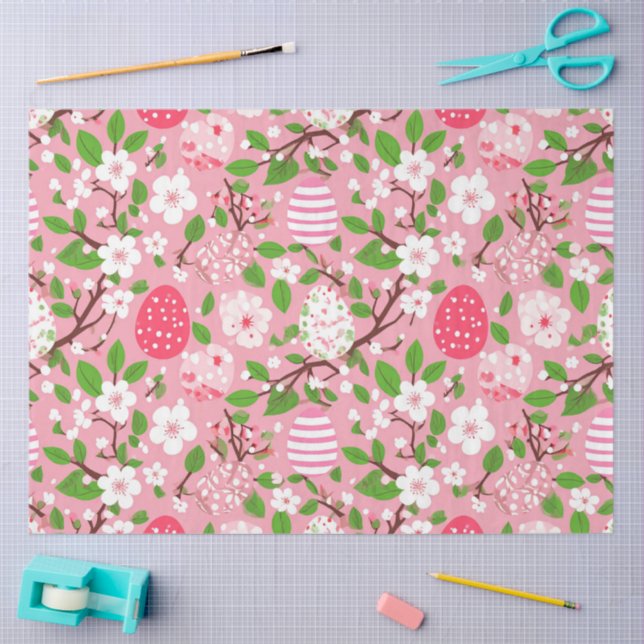 Papier Mousseline Fleurs et Œufs (Artisanat)