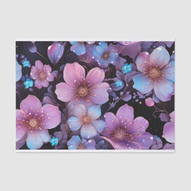 Papier Mousseline Fleurs et parties scintillant découpage (Recto)