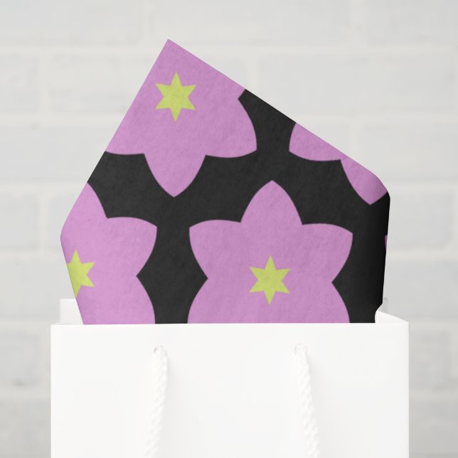 Papier Mousseline Fleurs étoile rose cvpa2 (Sac cadeau)