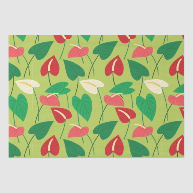 Papier Mousseline Fleurs flamingo colorées motif (Recto)