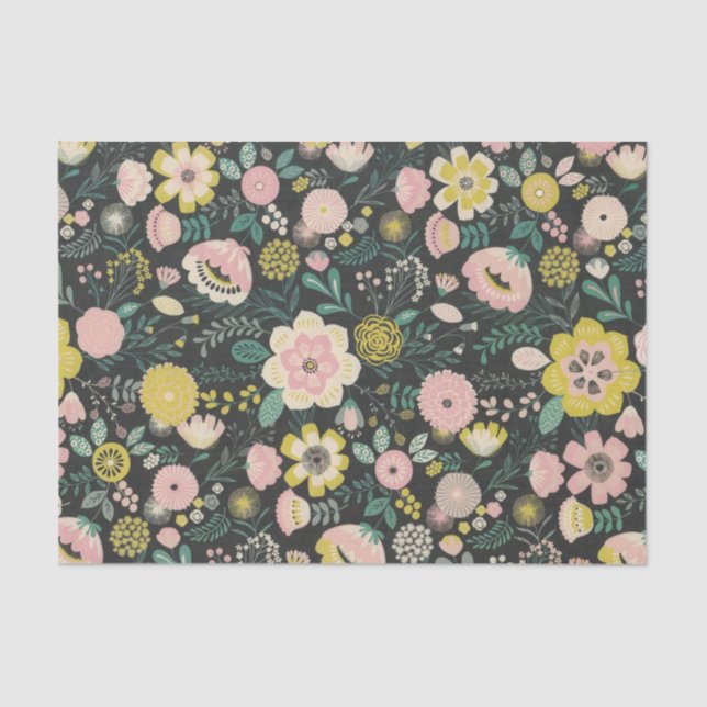 Papier Mousseline Fleurs florale vibrantes florale girly fantaisie (Recto)
