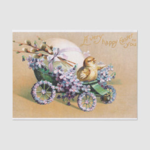 Papier Mousseline Fleurs florales vintages de poussins de Pâques