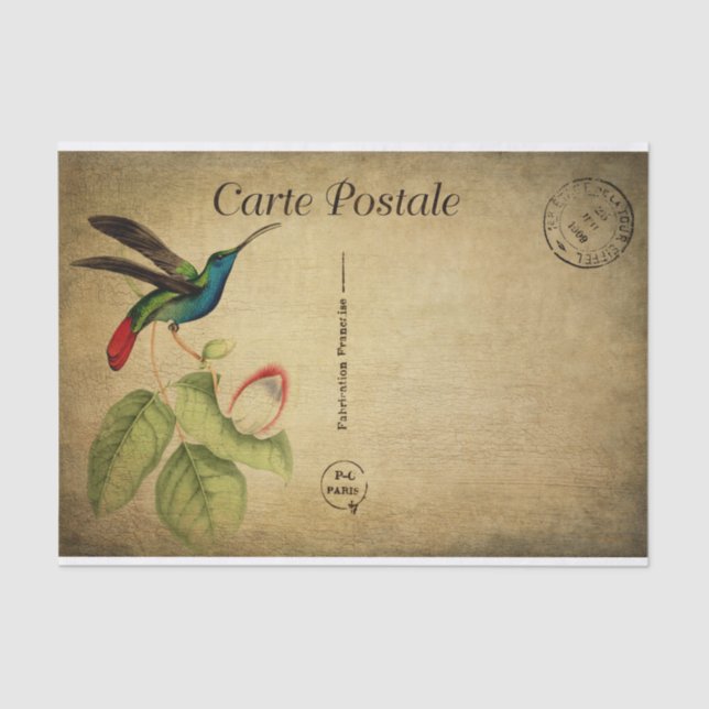 Papier Mousseline Fleurs florales vintages d'oiseaux (Recto)