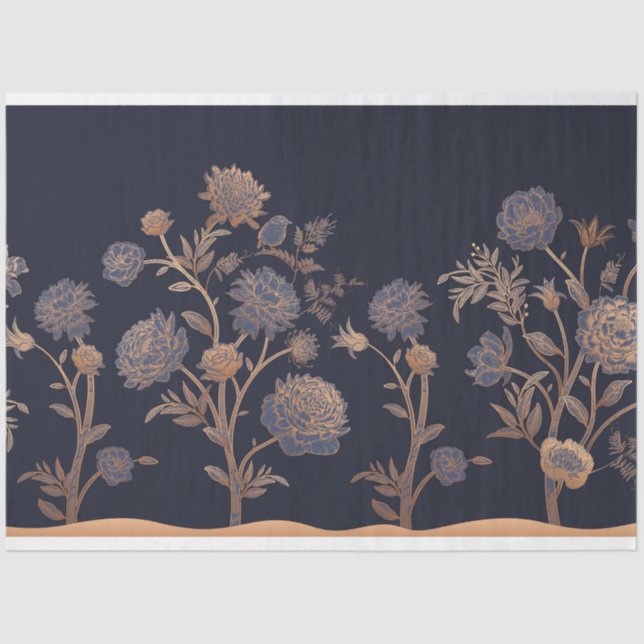 Papier Mousseline Fleurs florissantes dans une ligne (Recto)