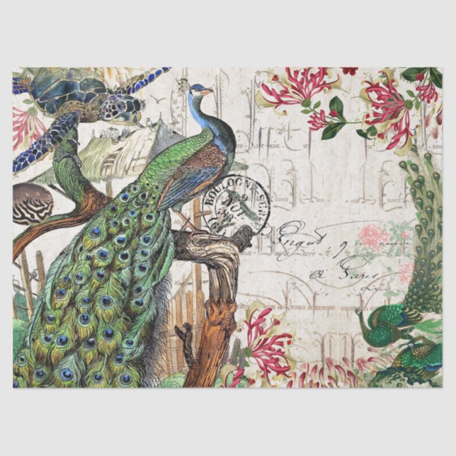 Papier Mousseline Fleurs françaises de Blowfish de tortue d'oiseau (Recto)