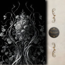 Fleurs gothiques argent noir découpage