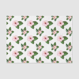 Papier Mousseline Fleurs Hibiscus Roses (Design 41 Série Rose)
