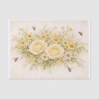 Papier Mousseline Fleurs jaunes