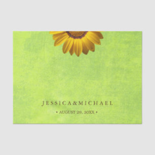 Papier Mousseline Fleurs jaunes sur Mariage vert Abstrait