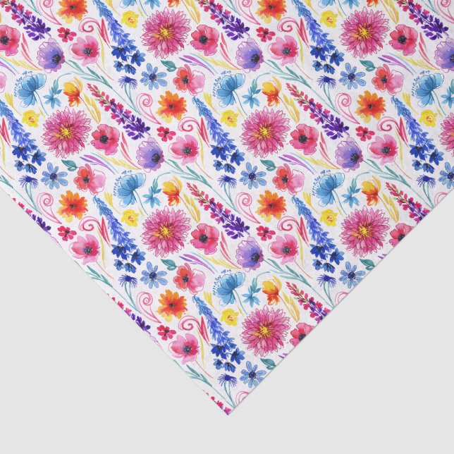Papier Mousseline Fleurs lumineuses de style aquarelle abstrait (Détail)