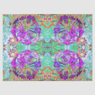 Papier Mousseline Fleurs magenta et violettes psychédéliques dramati
