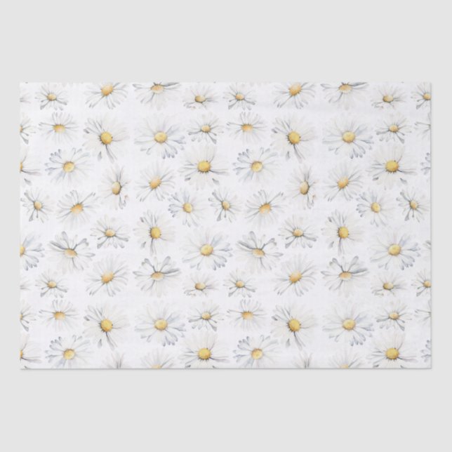 Papier Mousseline Fleurs marguerites blanches Motif botanique (Recto)