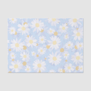 Papier Mousseline Fleurs marguerites Bleues Classiques