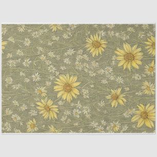 Papier Mousseline Fleurs marguerites vintage éphémère motif
