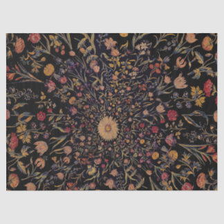 Papier Mousseline Fleurs médiévales en noir