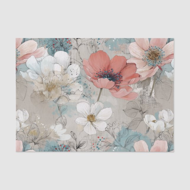 Papier Mousseline Fleurs Modernes Multimédia (Recto)