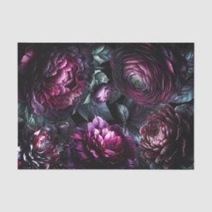 Papier Mousseline Fleurs noires enchantées florales audacieuses et l