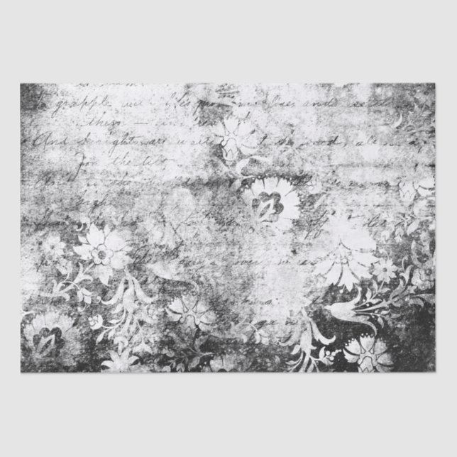 Papier Mousseline Fleurs noires et blanches (Recto)