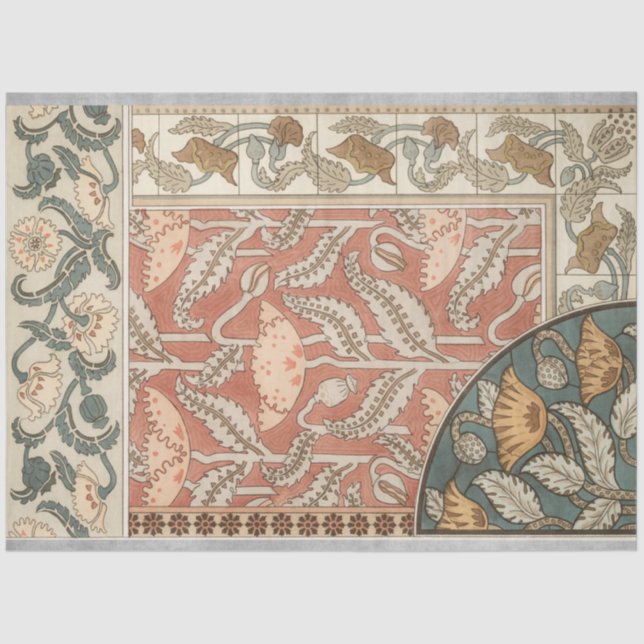 Papier Mousseline Fleurs ornementales vintages (Recto)