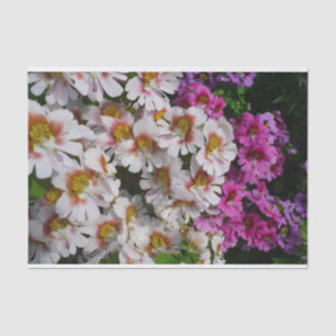 Papier Mousseline Fleurs papillon rose blanc et violet