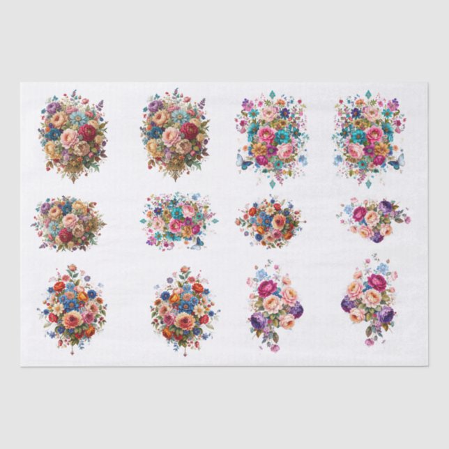Papier Mousseline Fleurs & Papillons  (Recto)