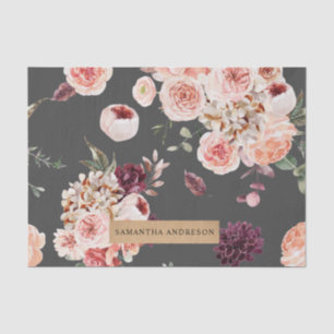 Papier Mousseline Fleurs Pastel Modernes & Cadeau Personnalisé Kraft