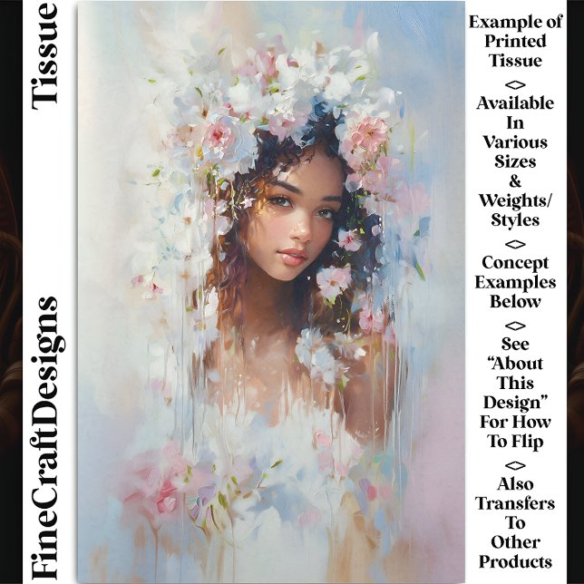 Papier Mousseline Fleurs pastel pour femmes Ethereal CX6R Découpage (Créateur téléchargé)