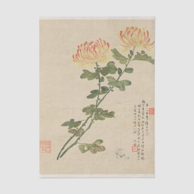 Papier Mousseline Fleurs Pl. 10 par Liang Yuwei (Recto)