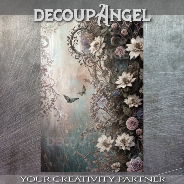 Papier Mousseline Fleurs pour anges gothiques #6 - Découpage - (Créateur téléchargé)