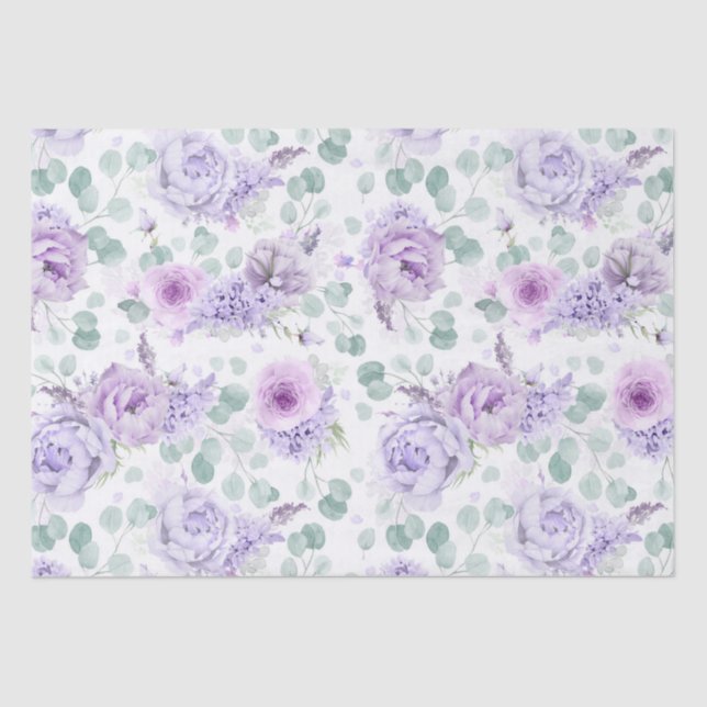Papier Mousseline Fleurs pourpres Dusty Motif botanique (Recto)